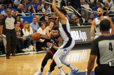 Orlando Magic 19 Nisan 2019 Cuma günü Orlando Florida 'daki Amway Arena' daki NBA Playoff 1 'de Toronto Rapçileri' ne ev sahipliği yapıyor.