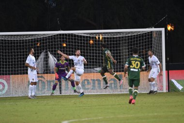 Los Angeles Galaksisi, 14 Temmuz 2020 'de Orlando Florida ABD' deki ESPN Vahşi Spor Dünyası 'nda düzenlenen MLS Sırt Turnuvası sırasında Portland Timbers ile karşı karşıya geldi..