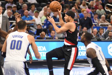 Orlando Magic 25 Ekim 2018 'de Orlando Florida' daki Amway Center 'da Portland Trail Blazers' ı sunar.. 