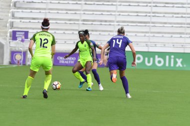 Orlando Pride 21 Temmuz 2018 'de Orlando Florida' daki Exploria Stadyumu 'nda Seattle Reign FC' ye ev sahipliği yapmaktadır. Fotoğraf: Marty Jean-Louis