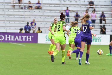 Orlando Pride 21 Temmuz 2018 'de Orlando Florida' daki Exploria Stadyumu 'nda Seattle Reign FC' ye ev sahipliği yapmaktadır. Fotoğraf: Marty Jean-Louis