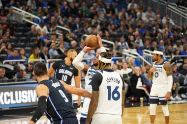 Orlando Magic 28 Şubat 2020 tarihinde Orlando Florida 'da Amway Center' da Minnesota Timberwolves 'a ev sahipliği yapar..  