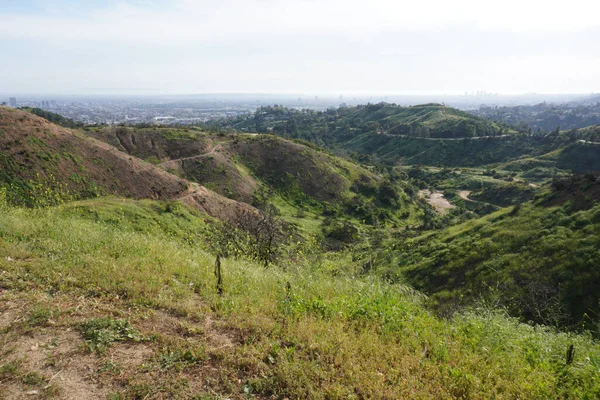 Uitzicht Heuvels Van Los Angeles Wegen Tussen Heuvels — Stockfoto