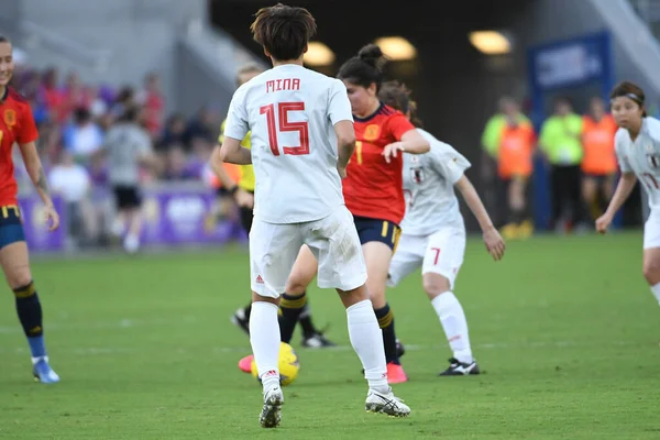 Spain Japan Match 2020 Shebelieves Cup Exploria Stadium Orlando Florida — стокове фото