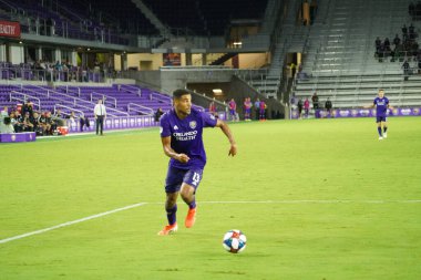 Orlando City SC, 19 Haziran 2019 Çarşamba günü Orlando 'daki Exploria Stadyumu' nda düzenlenen ABD Açık Kupası sırasında New England Devrimi 'ne ev sahipliği yaptı.