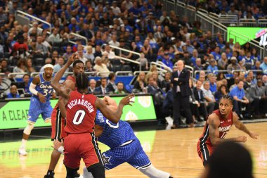 Orlando Magic 17 Ekim 2018 'de Orlando Florida' daki Amway Center 'da Miami Heat' i sunar..