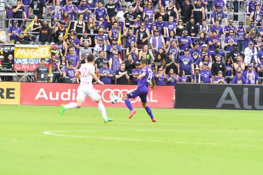 Orlando City, 31 Mart 2018 tarihinde Orlando Florida 'daki Exploria Stadyumu' nda New York Red Bulls 'a ev sahipliği yapmaktadır. Fotoğraf: Marty Jean-Louis