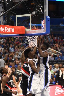 Orlando Magic 25 Ekim 2018 'de Orlando Florida' daki Amway Center 'da Portland Trail Blazers' ı sunar.. 