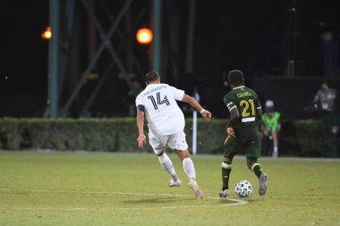 Los Angeles Galaksisi, 14 Temmuz 2020 'de Orlando Florida ABD' deki ESPN Vahşi Spor Dünyası 'nda düzenlenen MLS Sırt Turnuvası sırasında Portland Timbers ile karşı karşıya geldi.