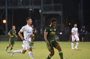 Los Angeles Galaksisi, 14 Temmuz 2020 'de Orlando Florida ABD' deki ESPN Vahşi Spor Dünyası 'nda düzenlenen MLS Sırt Turnuvası sırasında Portland Timbers ile karşı karşıya geldi.