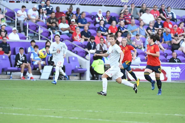 España Japón Durante Copa Shebelieves 2020 Estadio Exploria Orlando Florida — Foto de Stock