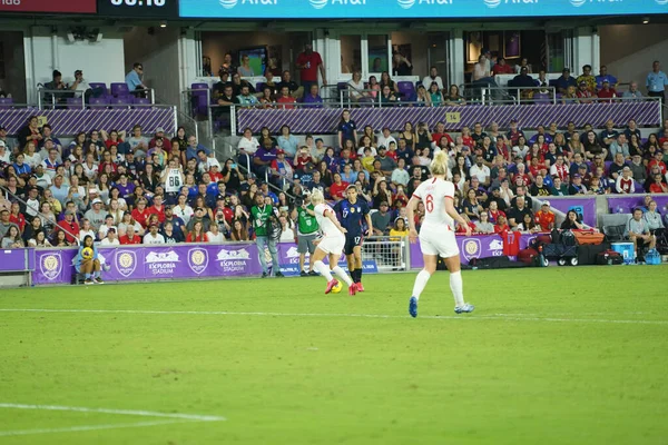 Eua Inglaterra Jogo Durante Copa Shebelieves 2020 Estádio Exploria Orlando — Fotografia de Stock