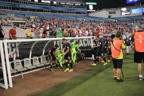 Fußballteam Gastgeber Trinidad Tobago Auf Dem Everbank Field Jacksonville Florida — Stockfoto