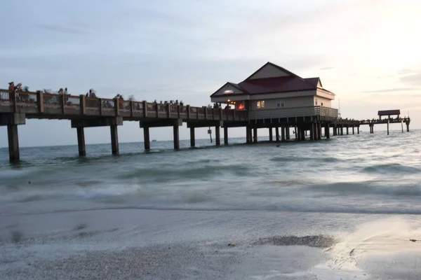 Vacker Utsikt Från Sandstranden Caféet Piren — Stockfoto