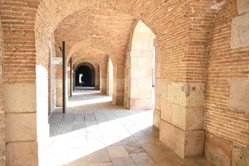 View on the brick entrance in the arch shape