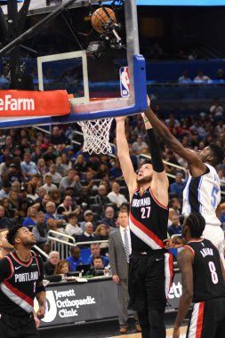 Orlando Magic 25 Ekim 2018 'de Orlando Florida' daki Amway Center 'da Portland Trail Blazers' ı sunar.. 