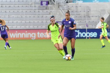 Orlando Pride 21 Temmuz 2018 'de Orlando Florida' daki Exploria Stadyumu 'nda Seattle Reign FC' ye ev sahipliği yapmaktadır. Fotoğraf: Marty Jean-Louis