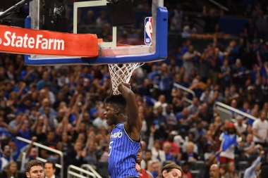 Orlando Magic 17 Ekim 2018 'de Orlando Florida' daki Amway Center 'da Miami Heat' i sunar..