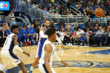 Orlando Magic 27 Aralık 2019 Cuma günü Orlando, Florida 'daki Amway Arena' da Philadelphia 76ers 'a ev sahipliği yapıyor..