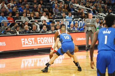 Orlando Magic, 13 Aralık 2019 Cuma günü Orlando, Florida 'daki Amway Center' da Houston Rockets 'a ev sahipliği yapıyor..