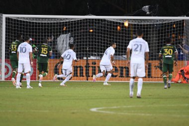 Los Angeles Galaksisi, 14 Temmuz 2020 'de Orlando Florida ABD' deki ESPN Vahşi Spor Dünyası 'nda düzenlenen MLS Sırt Turnuvası sırasında Portland Timbers ile karşı karşıya geldi.