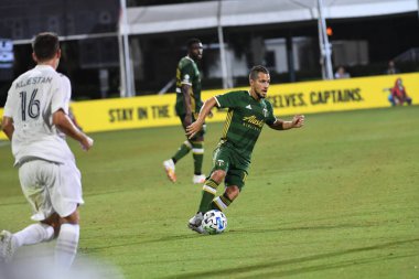 Los Angeles Galaksisi, 14 Temmuz 2020 'de Orlando Florida ABD' deki ESPN Vahşi Spor Dünyası 'nda düzenlenen MLS Sırt Turnuvası sırasında Portland Timbers ile karşı karşıya geldi.