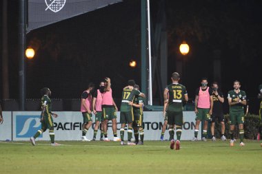 Los Angeles Galaksisi, 14 Temmuz 2020 'de Orlando Florida ABD' deki ESPN Vahşi Spor Dünyası 'nda düzenlenen MLS Sırt Turnuvası sırasında Portland Timbers ile karşı karşıya geldi.