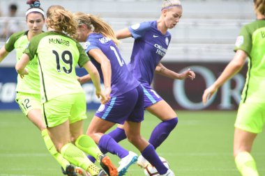 Orlando Pride 21 Temmuz 2018 'de Orlando Florida' daki Exploria Stadyumu 'nda Seattle Reign FC' ye ev sahipliği yapmaktadır. Fotoğraf: Marty Jean-Louis