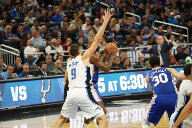 Orlando Magic, Philadelphia 76ers 'ı 13 Kasım 2019 Çarşamba günü Amway Center' da ağırlamaktadır. Fotoğraf: Marty Jean-Louis