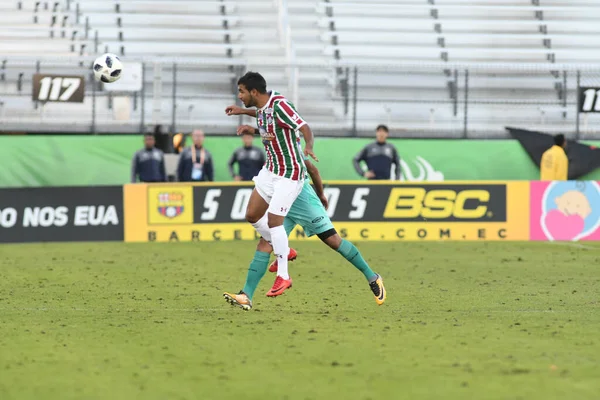 Fluminense Gegen Barcelona Während Des Florida Cup Spectrum Stadium Januar — Stockfoto