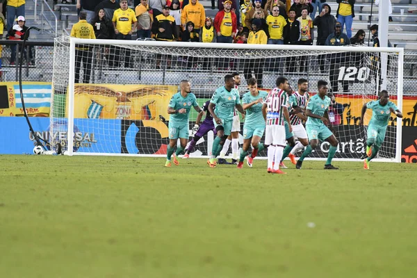 Fluminense Gegen Barcelona Während Des Florida Cup Spectrum Stadium Januar — Stockfoto