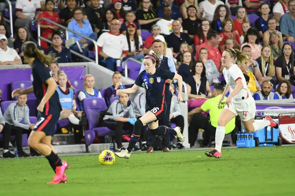 Usa Anglia Mecz Podczas 2020 Shebelieves Cup Exploria Stadium Orlando — Zdjęcie stockowe