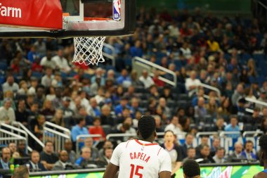 Orlando Magic, 13 Aralık 2019 Cuma günü Orlando, Florida 'daki Amway Center' da Houston Rockets 'a ev sahipliği yapıyor..