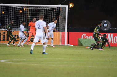 Los Angeles Galaksisi, 14 Temmuz 2020 'de Orlando Florida ABD' deki ESPN Vahşi Spor Dünyası 'nda düzenlenen MLS Sırt Turnuvası sırasında Portland Timbers ile karşı karşıya geldi.