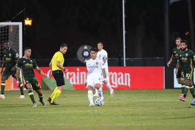 Los Angeles Galaksisi, 14 Temmuz 2020 'de Orlando Florida ABD' deki ESPN Vahşi Spor Dünyası 'nda düzenlenen MLS Sırt Turnuvası sırasında Portland Timbers ile karşı karşıya geldi.