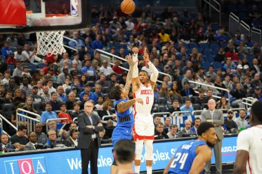 Orlando Magic, 13 Aralık 2019 Cuma günü Orlando, Florida 'daki Amway Center' da Houston Rockets 'a ev sahipliği yapıyor..