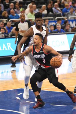 Orlando Magic 25 Ekim 2018 'de Orlando Florida' daki Amway Center 'da Portland Trail Blazers' ı sunar..
