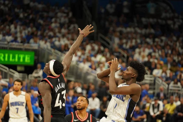 Orlando Magic 19 Nisan 2019 Cuma günü Orlando Florida 'daki Amway Arena' daki NBA Playoff 1 'de Toronto Rapçileri' ne ev sahipliği yapıyor.