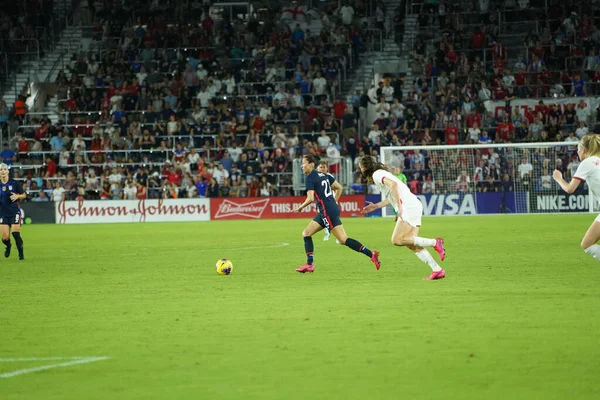 Eua Inglaterra Jogo Durante Copa Shebelieves 2020 Estádio Exploria Orlando — Fotografia de Stock