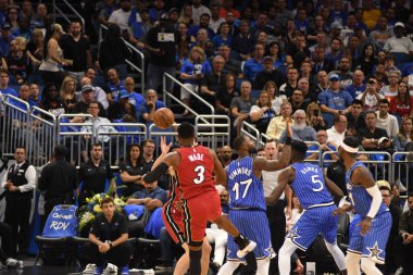 Orlando Magic 17 Ekim 2018 'de Orlando Florida' daki Amway Center 'da Miami Heat' i sunar..  