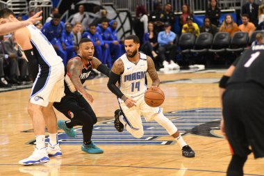 Orlando Magic 25 Ekim 2018 'de Orlando Florida' daki Amway Center 'da Portland Trail Blazers' ı sunar.. 