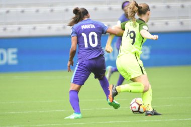 Orlando Pride 21 Temmuz 2018 'de Orlando Florida' daki Exploria Stadyumu 'nda Seattle Reign FC' ye ev sahipliği yapmaktadır. Fotoğraf: Marty Jean-Louis