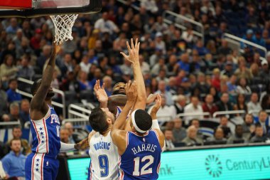Orlando Magic, Philadelphia 76ers 'ı 13 Kasım 2019 Çarşamba günü Amway Center' da ağırlamaktadır. Fotoğraf: Marty Jean-Louis