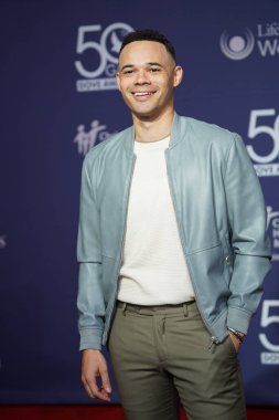 15 Ekim 2019 'da Nashville, Tennessee' deki Linbscome Üniversitesi 'nde verilen 50. GMA Dove Ödülleri sırasında kırmızı halı. 