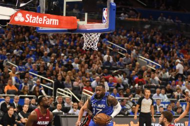 Orlando Magic 17 Ekim 2018 'de Orlando Florida' daki Amway Center 'da Miami Heat' i sunar..