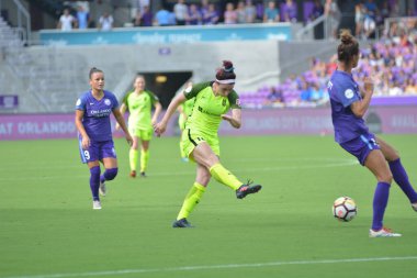 Orlando Pride 21 Temmuz 2018 'de Orlando Florida' daki Exploria Stadyumu 'nda Seattle Reign FC' ye ev sahipliği yapmaktadır. Fotoğraf: Marty Jean-Louis