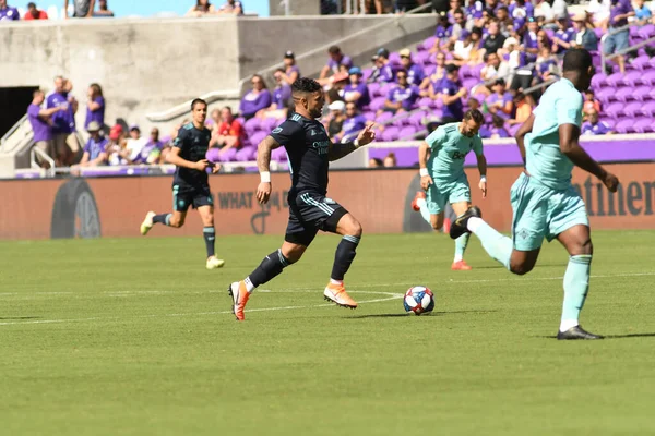 Orlando City Hosts Vancouver Whitecaps Orlando City Stadium Saturday Április — Stock Fotó