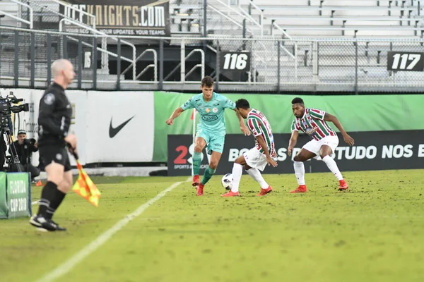 Fluminense Gegen Barcelona Während Des Florida Cup Spectrum Stadium Januar — Stockfoto