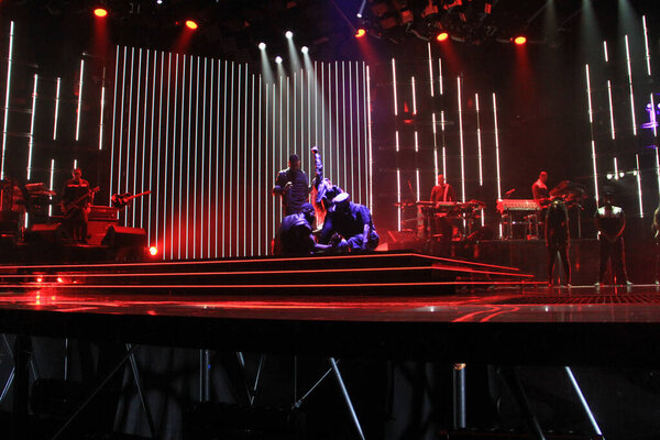 R&B Singer Usher performs at the Amway Center in Orlando Florida on December 12, 2014.  