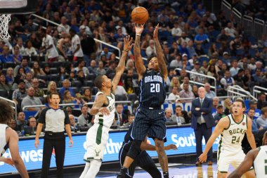 Orlando Magic, Orlando, Florida, ABD 'deki Amway Center' da Milwaukee Bucks 'a ev sahipliği yapıyor. 1 Kasım 2019.  